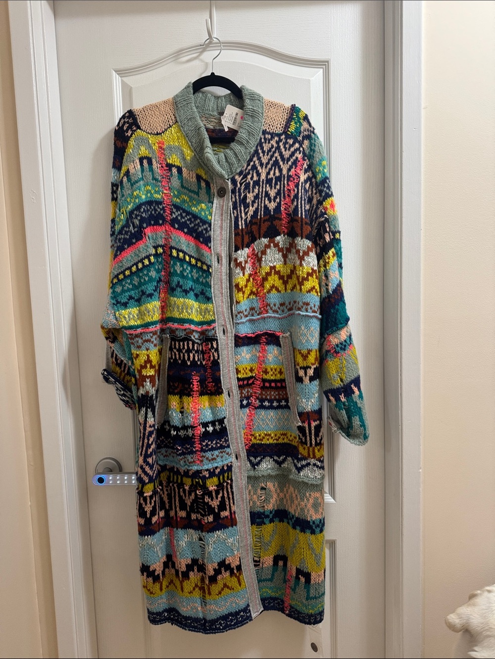 Free People Multicolor Patterned Long Cardigan Sweater
